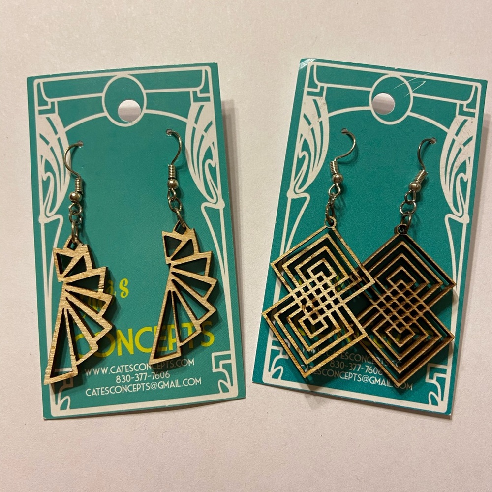 Hand-Carved Wooden Earrings